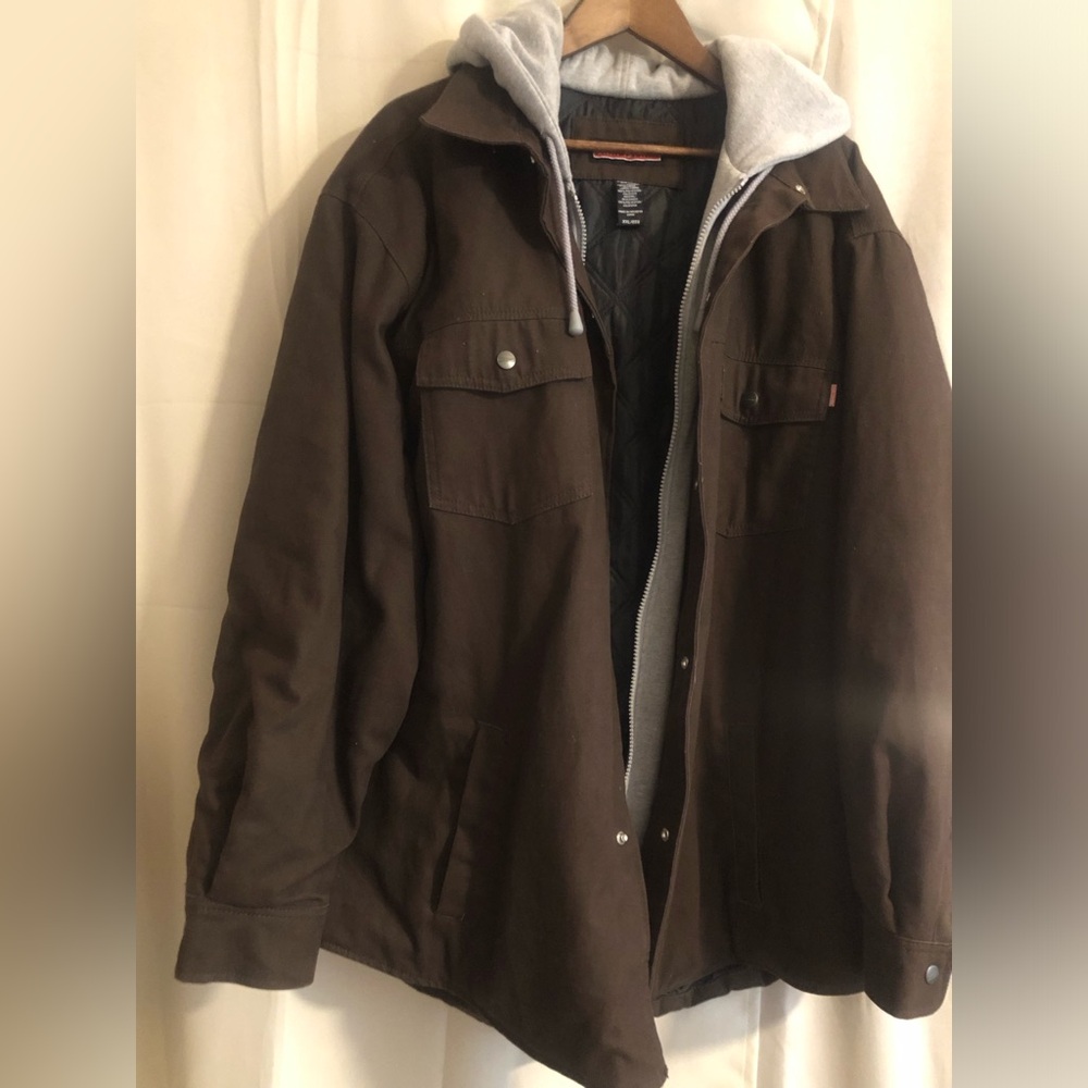 Craftsman Work Dark Brown Canvas Jacket with Hoodie - Picture 14 of 16